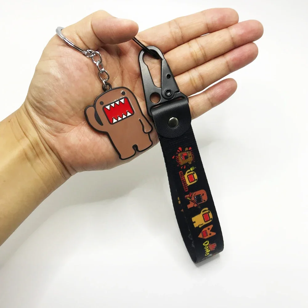 Anime Domo Kun Keychain Mental Keyring Wrist Strap Keychain JDM Style Decorations Accessories for Honda City Civic Toyota Mazda