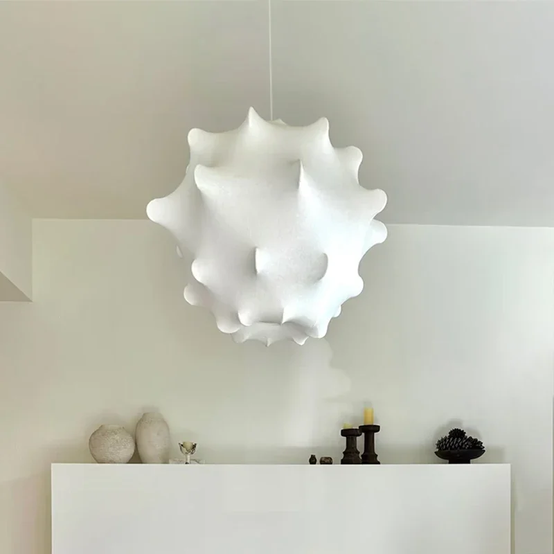 

Japanese Wabi Sabi White Silk Pendant Lights Living Room Restaurant Kitchen Bedroom Nordic Designer Home Decor E27 Hanging Lamp