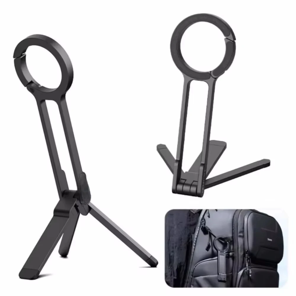 Foldable Phone Tripod Carabiner-Mounted For iPhone 17 16 15 Portable Dual-sided Magnetic Tripod Desk Mount Phone Handle Holder