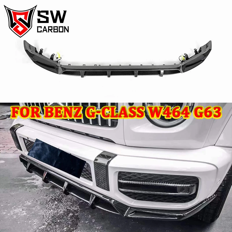 Dry Carbon Fiber Top Style Front Lip for Mercedes-Benz G-Class W464 G63 G500 Car Front Bumper Splitter Front Scoop Chin Body Kit