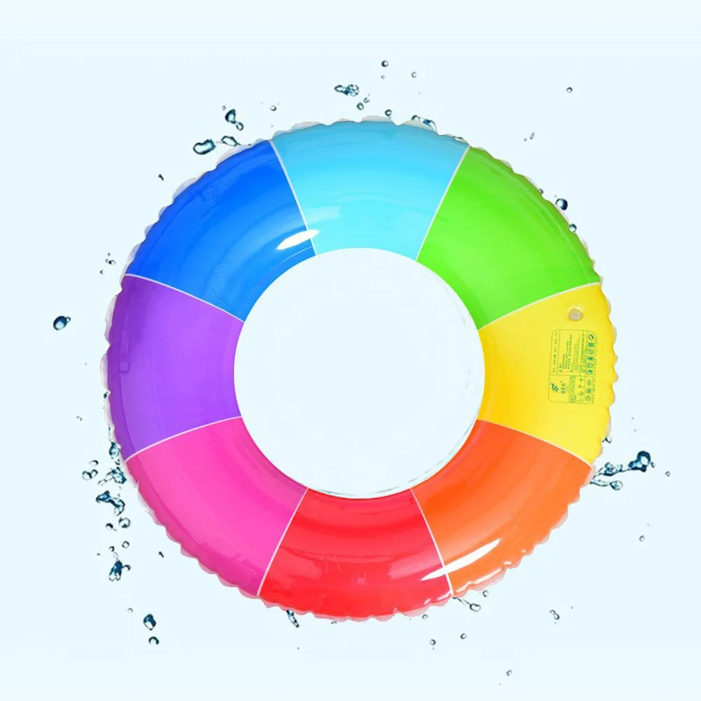 

Rainbow Design Inflatable Swimming Ring 80cm Safety Aid Float for Adults Pool Beach Lake Easy Inflate Deflate Store