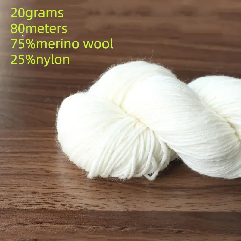 Merino Wool Yarn for Knitting Sweaters, Scarf, Hat, Socks, Crochet Thread, Natural Line, DIY, 20g/Roll