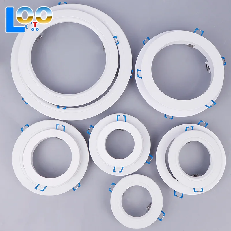 Soportes de foco LED para Downlight, adaptadores de soporte de luz, anillos de sombra de lámpara, agujero, marcos exteriores blancos, círculos recortados