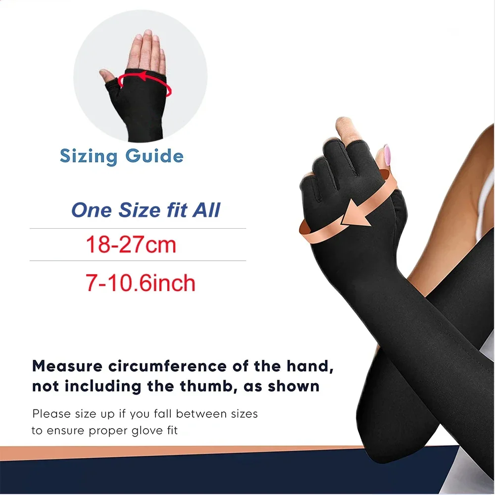 1Pair UV Sun Protection Arm Sleeves, Summer Cooling Compression Long Arthritis Cover Gloves for Outdoor Sports for Women & Men
