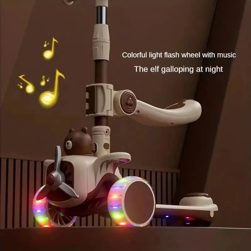 3 in 1 Kids Scooter Push Scooter for Toddler Teens with Parent Push Handle Seat Ride on Toys Halloween Gift for Boys Girls