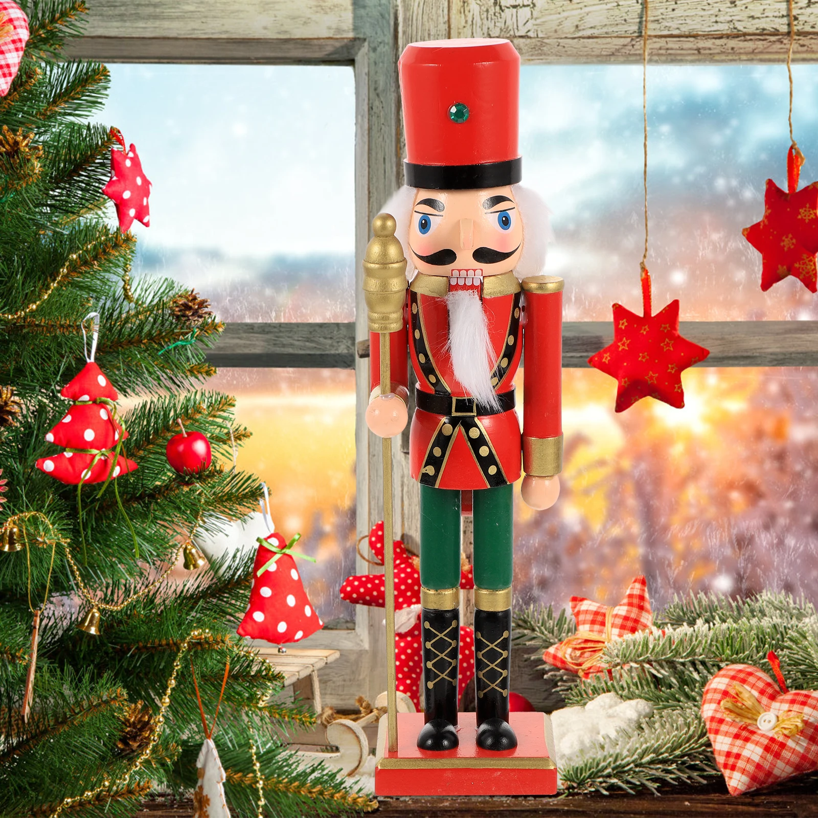 

Wood Nutcracker Soldier Christmas Desktop Decoration Creative Puppet Ornament for Xmas Festival Xmas Wood Nutcrackers
