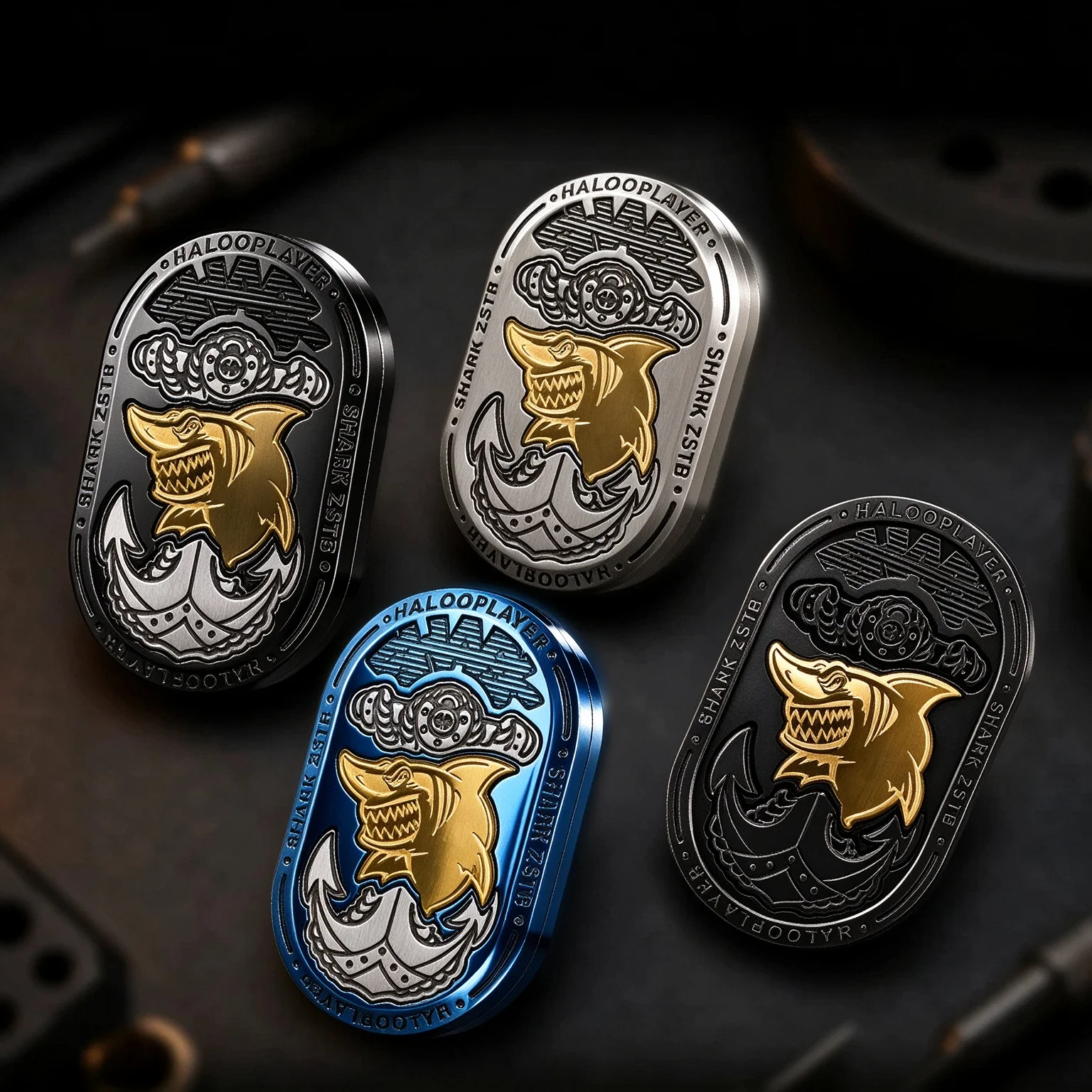 Stainless Steel EDC Fidget Spinner Stress Relief Toy Sea Shark Metal Magnetic Push Card Anti Stress Mechanical Slider Mens Gift