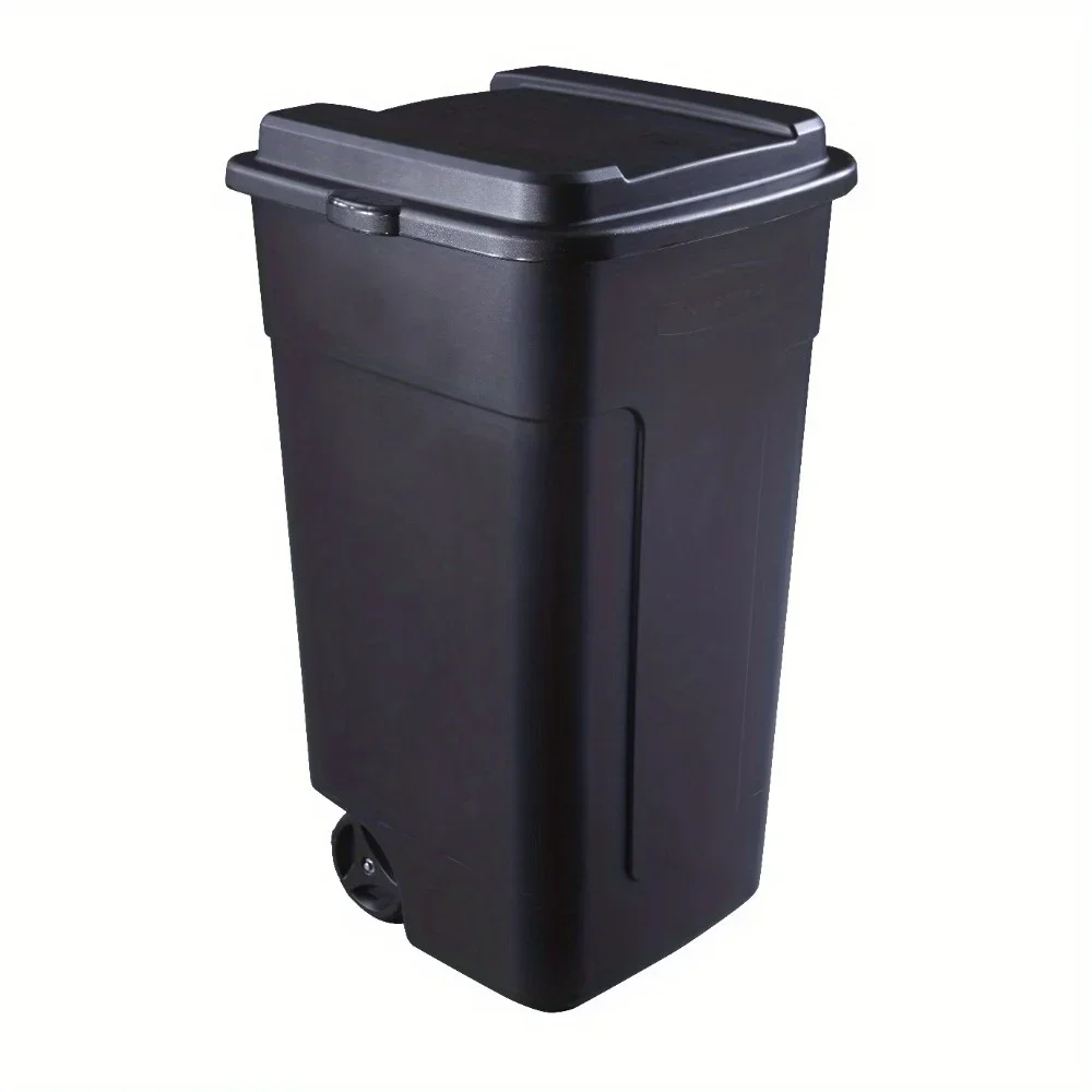 Nice 50 Gallon Wheeled Plastic Garage Trash Can For Home Or Commercial Use, Durable And Damaged, Easy To Move And Transport