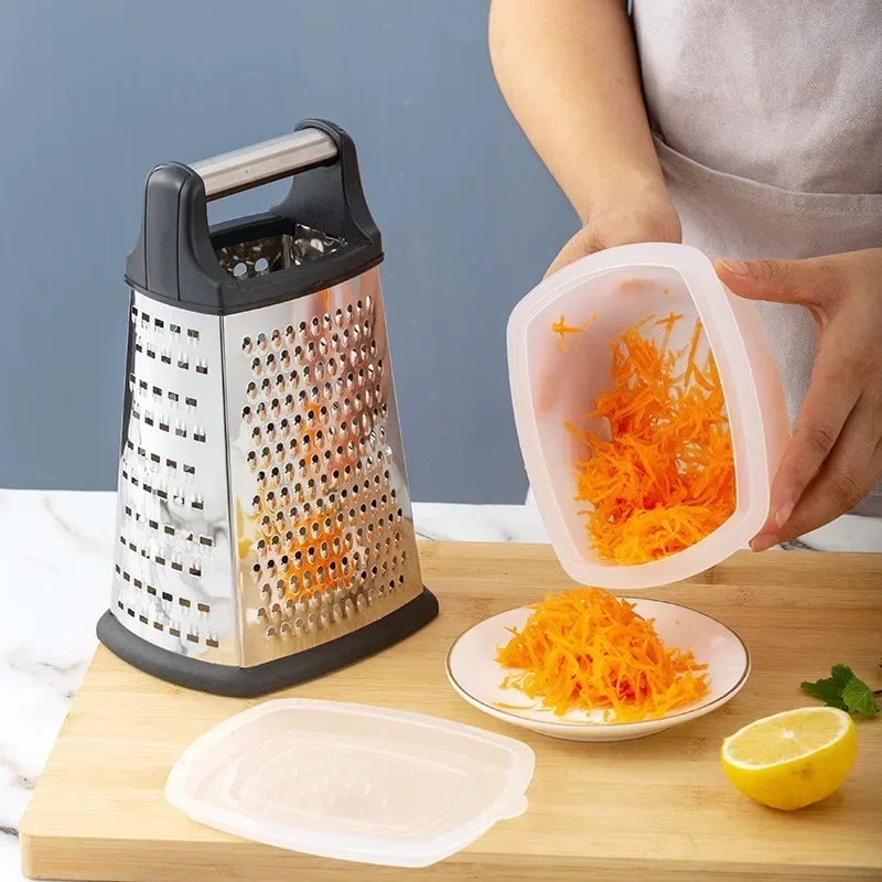 

Stainless Steel Four-side Grater with Container Box Vegetable Slicer Potato Cheese Grater Kitchen Multipurpose Vegetable cutter