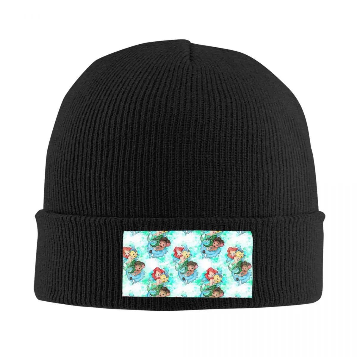 

Custom The Little Mermaid Skullies Beanies Caps Winter Warm Knitting Hat Adult Princess Ariel Bonnet Hats Outdoor Ski Cap