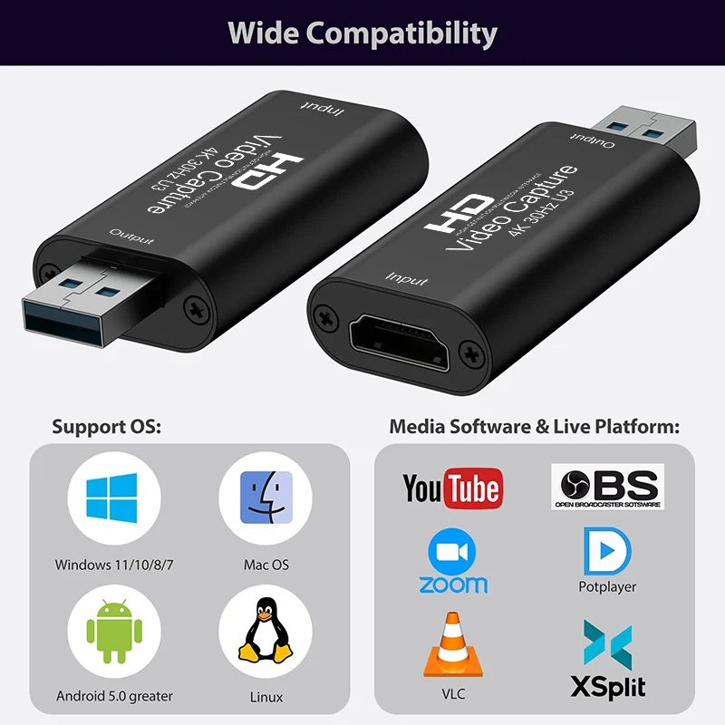 4K 1080Pビデオキャプチャカード USB 3.0 USB 2.0 HDMI対応 グラバーレコーダー PS4 Xbox ゲームカメラ録画 ライブストリーミング用