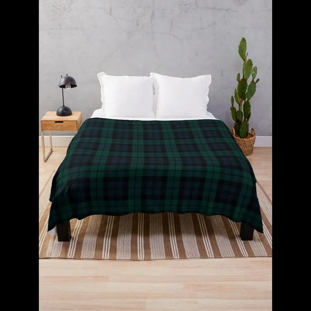 Black Watch Tartan Plaid Throw Blanket Soft Cozy Wool Blend for Sofa Bed Living Room Decor Warmth Style Home Textiles