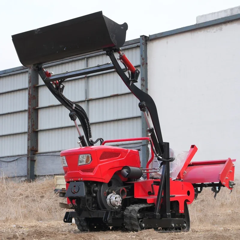Free Shipping Mini 50 HP Rotary Tiller Diesel Rotary Power Tiller Amphibious Agriculture Crawler Light Rotary Tiller With Bucket