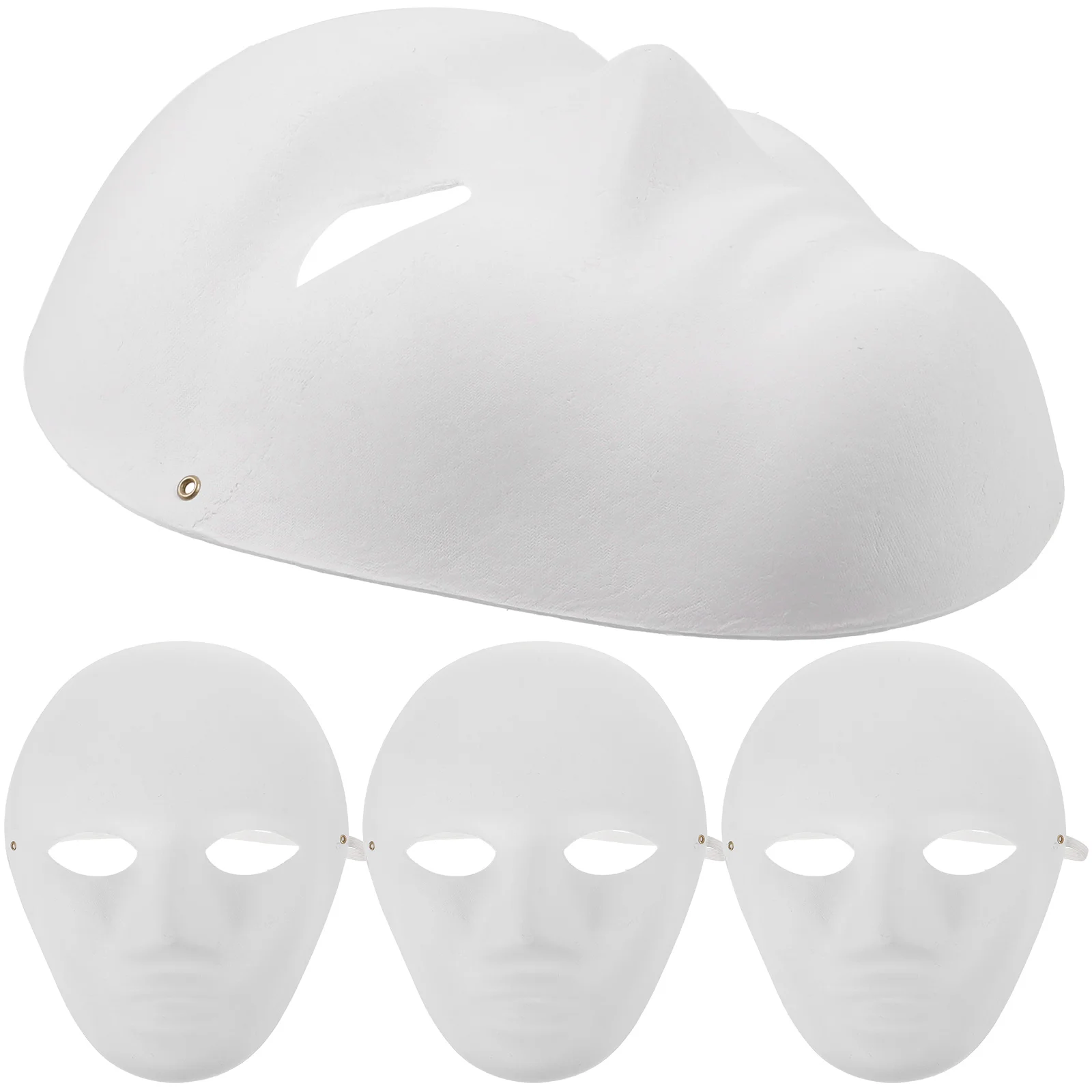 4pcs DIY Hand Painted Masks Blank Pulp Masquerade for Kids Party Halloween Costume Prom Class Craft Design