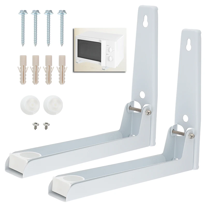 

2 Pcs Retractable Shelf Bracket Microwave Oven Wall Mount Storage Micro-wave Carbon Steel Support Brackets Kitchen Storage White