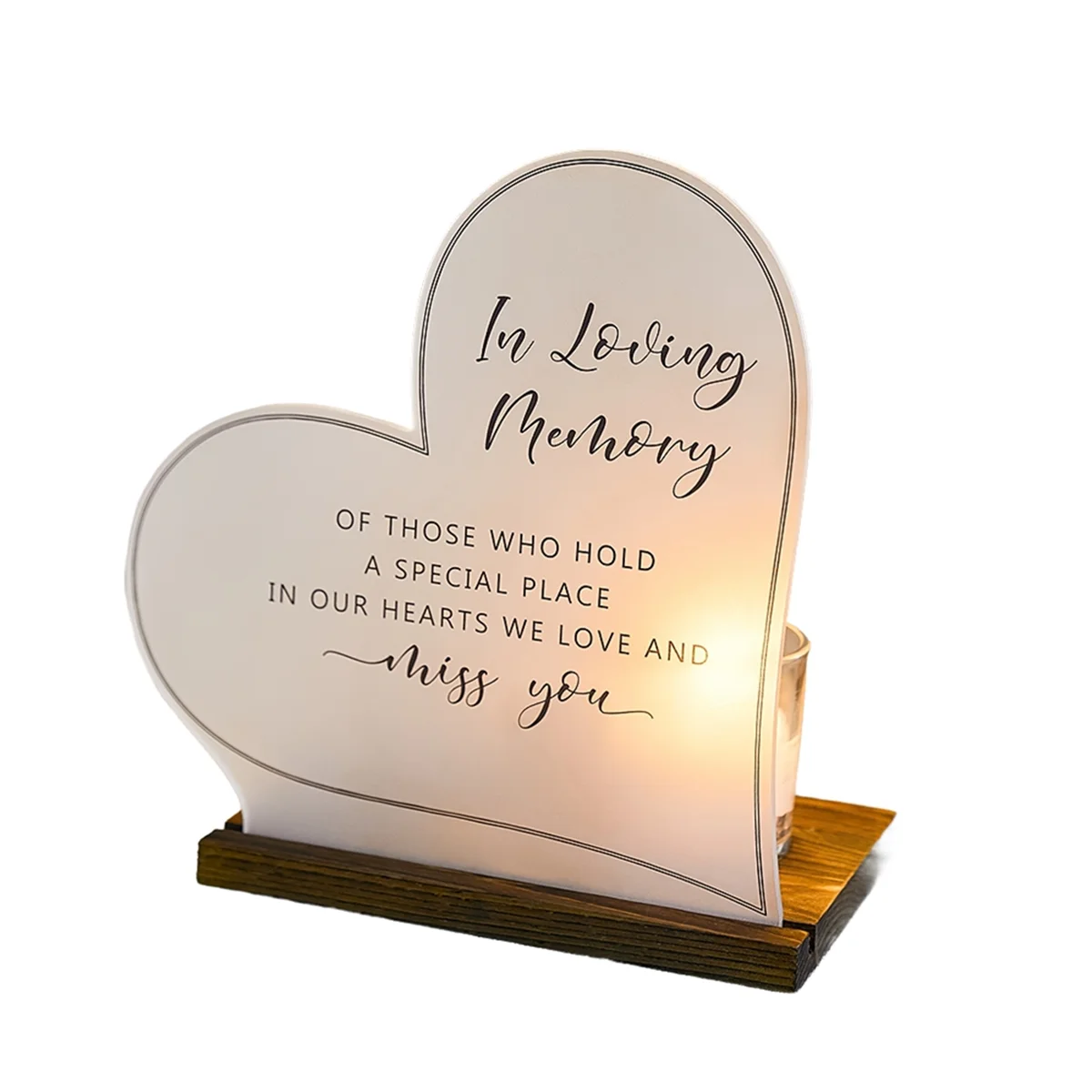 Sympathy Gifts Memorial Candle Acrylic & Wooden in Loving Memory Wedding Signs, Wedding Memorial Candles Sign for Loss