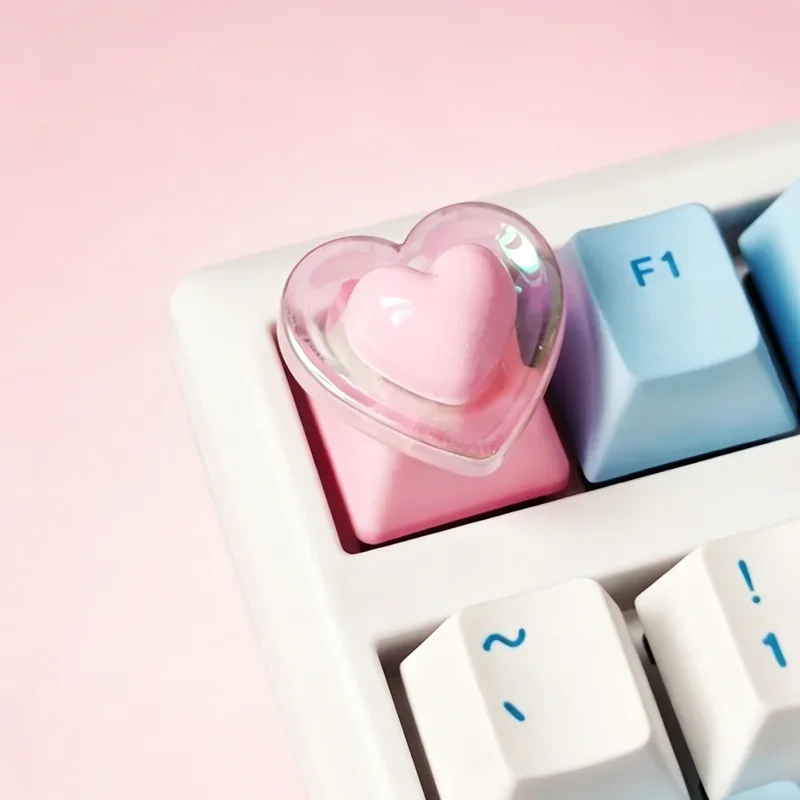 1pcs High Beauty Pink Mermaid Girl Heart Keycaps for Cross Axis Mechanical Keyboards Key Caps  Girl‘s Gift