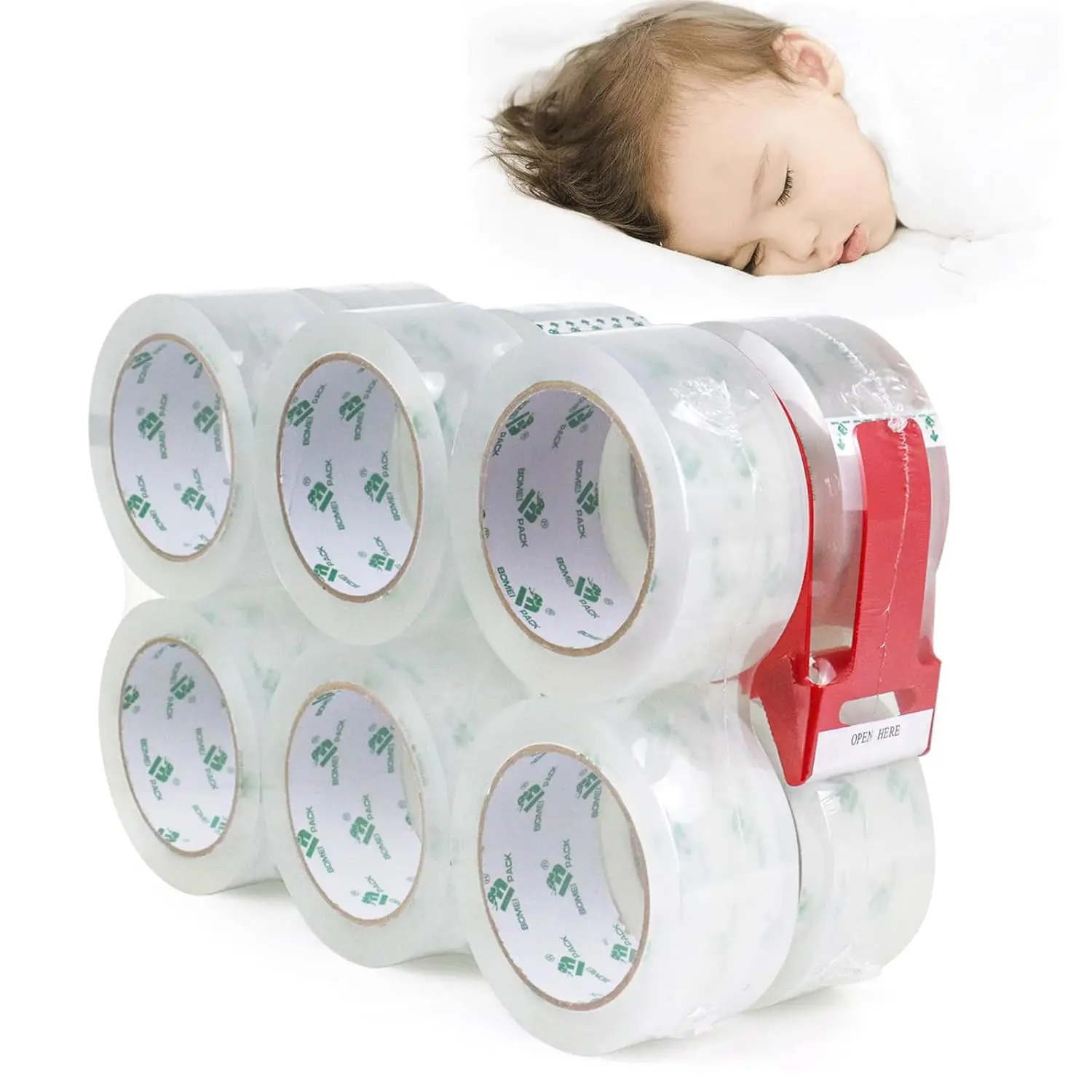 

Clear Silent Packing Tape, 2.6Mil Heavy Duty No Noise Quiet Tape with Dispenser for Moving, Shipping, Storage and Packag