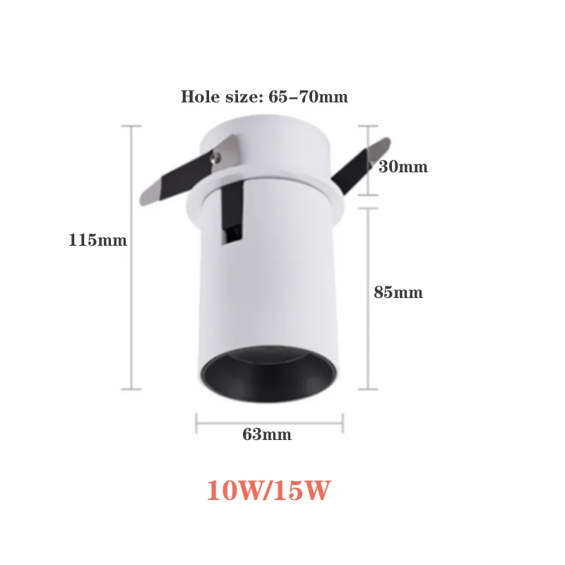 Projecteur rotatif intégré à LED pour magasin de vêtements, plafonnier COB Downlight, 10W, 15WAC85-265V