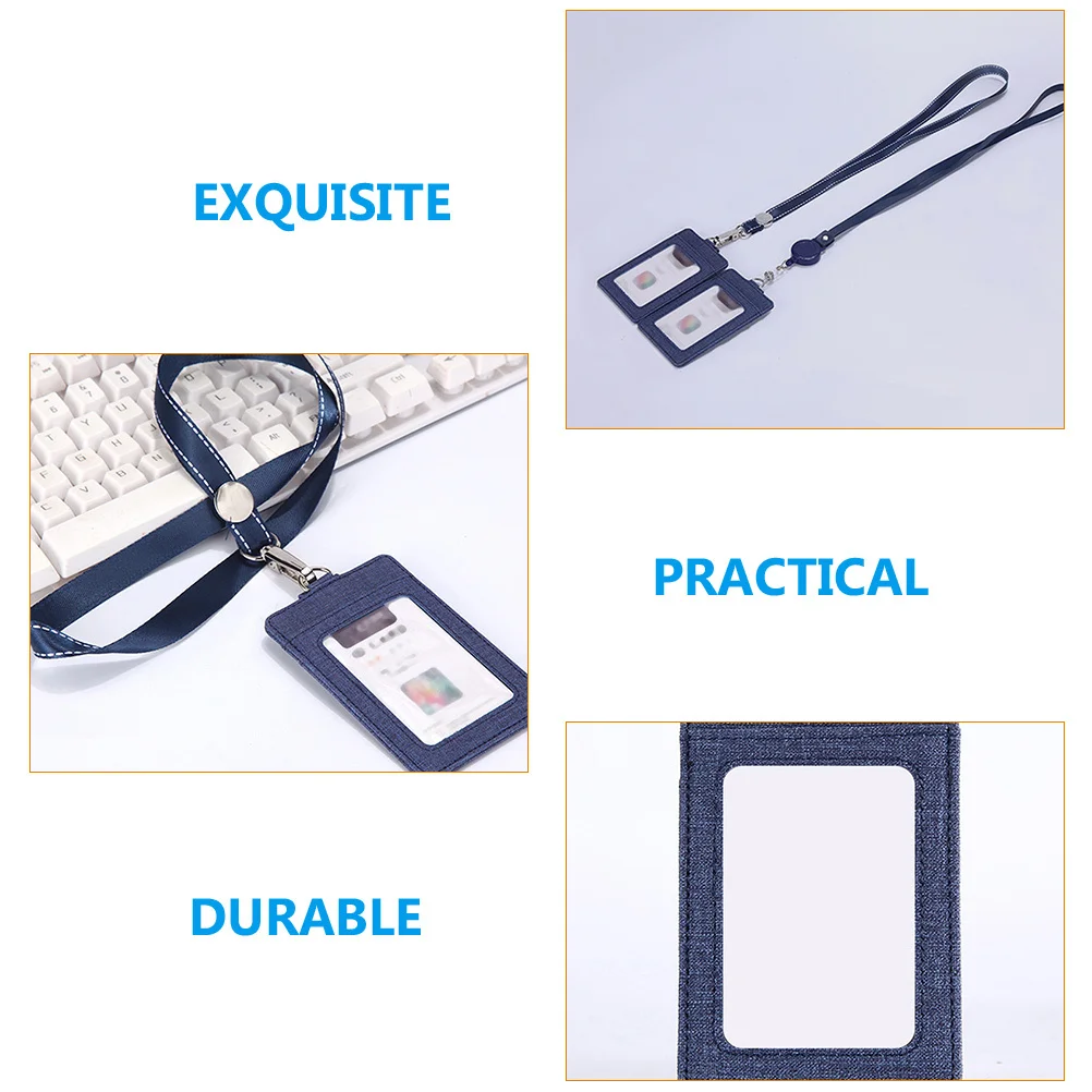 

3Pcs Detachable Lanyard PU Badge Holder Id Card Protector Waterproof Multifunction Badge Holder with Lanyard