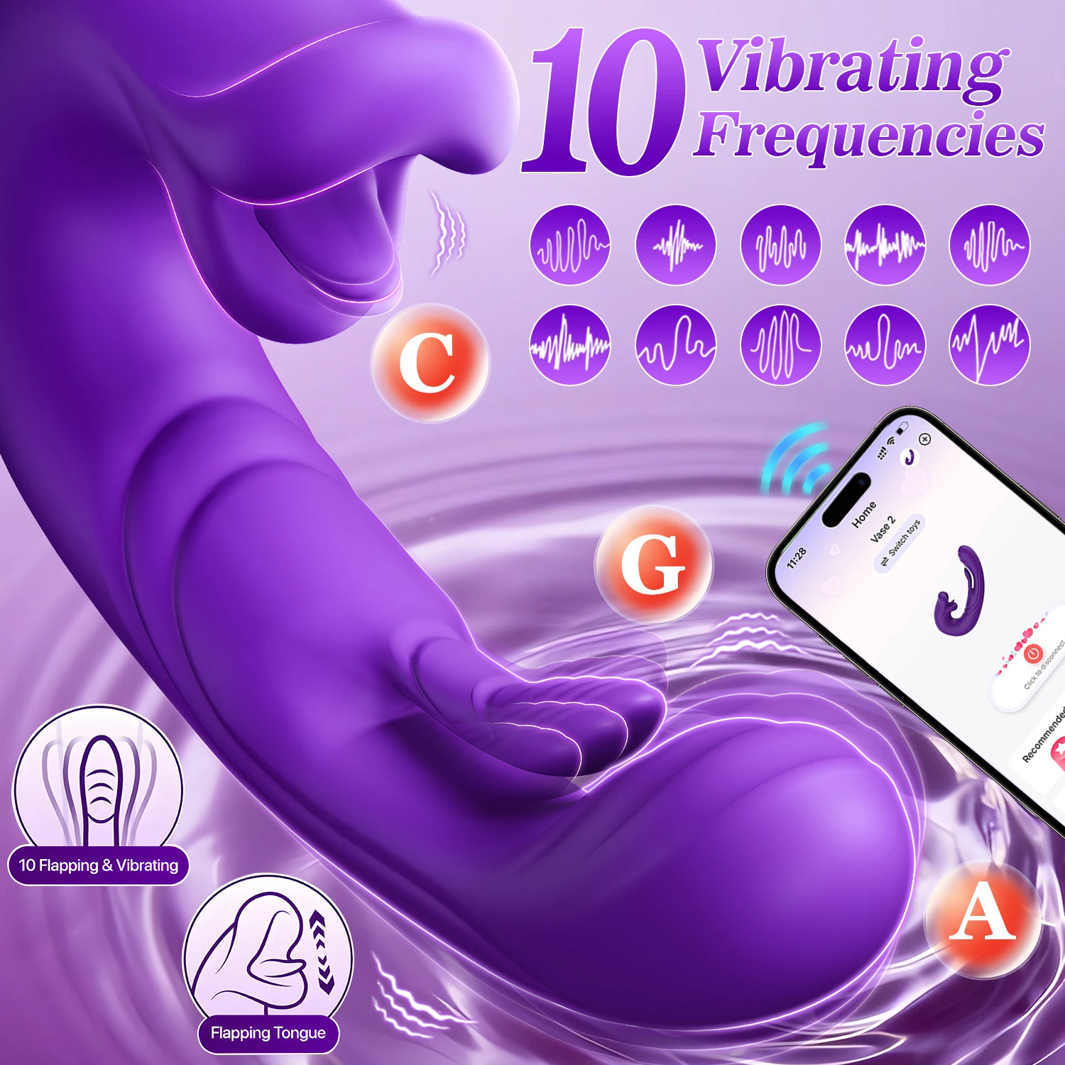3 IN 1 Tongue Licking Vibrator APP Control Wearable Dildo Tapping Flapping G Spot Sex Toys for Women Clitoral Stimulation Adults 3