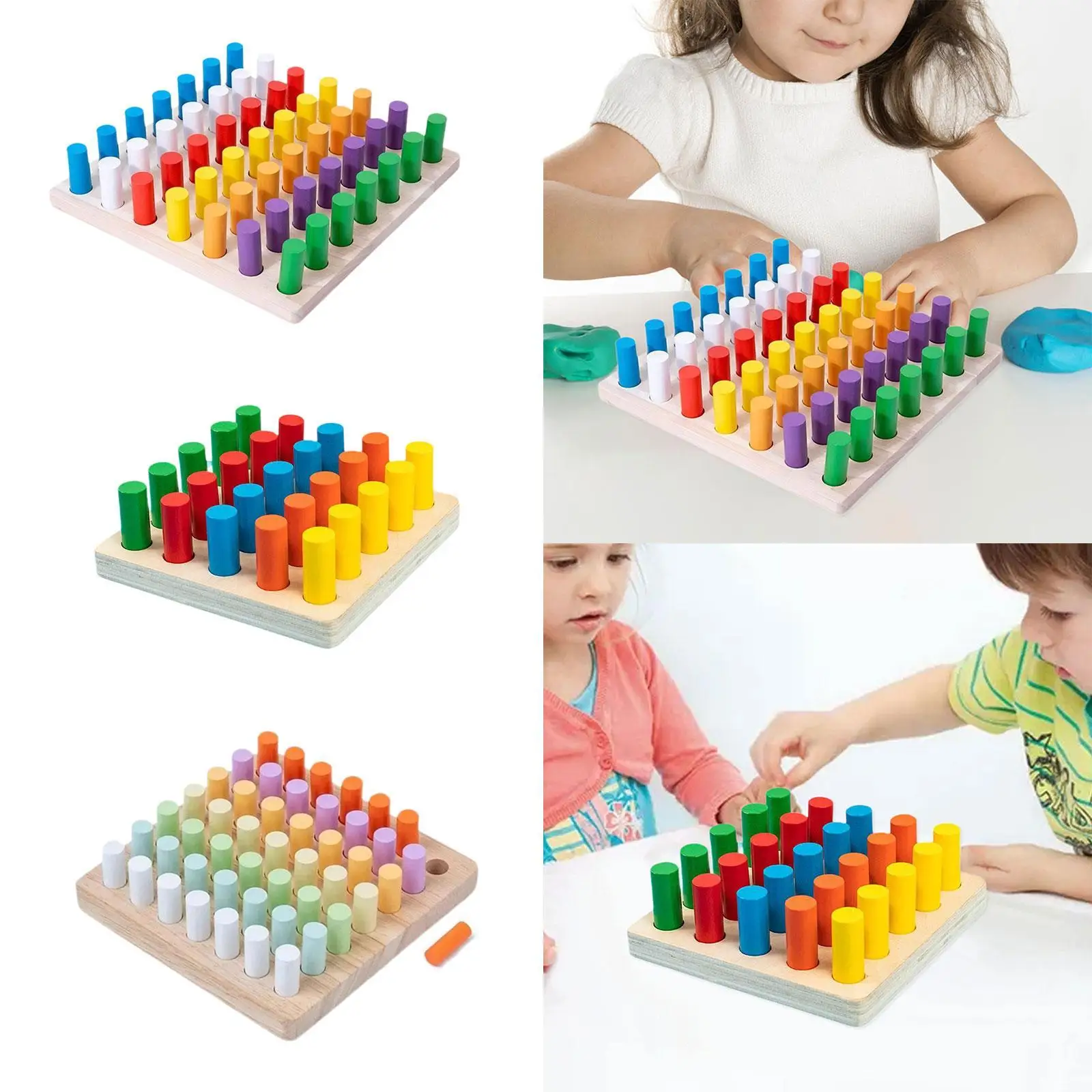 Finger Wooden Interposer Educational Toy Color Sorting for Boys and Girls