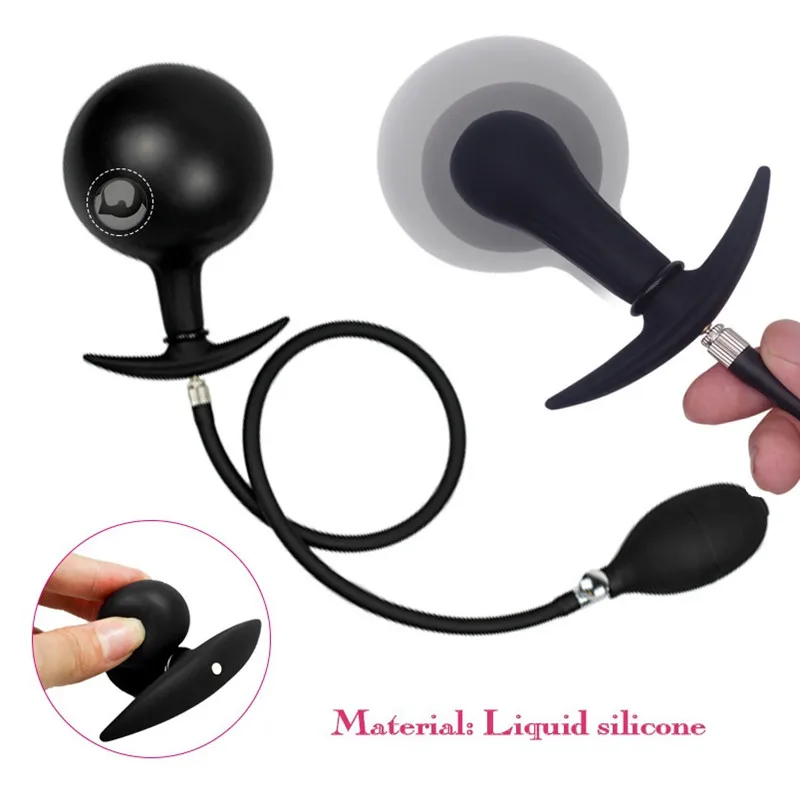 Dilatador Anal inflable de gran tamaño con bola de acero integrada, dilatador Vaginal expandible de silicona para hombres y mujeres, masajeador de