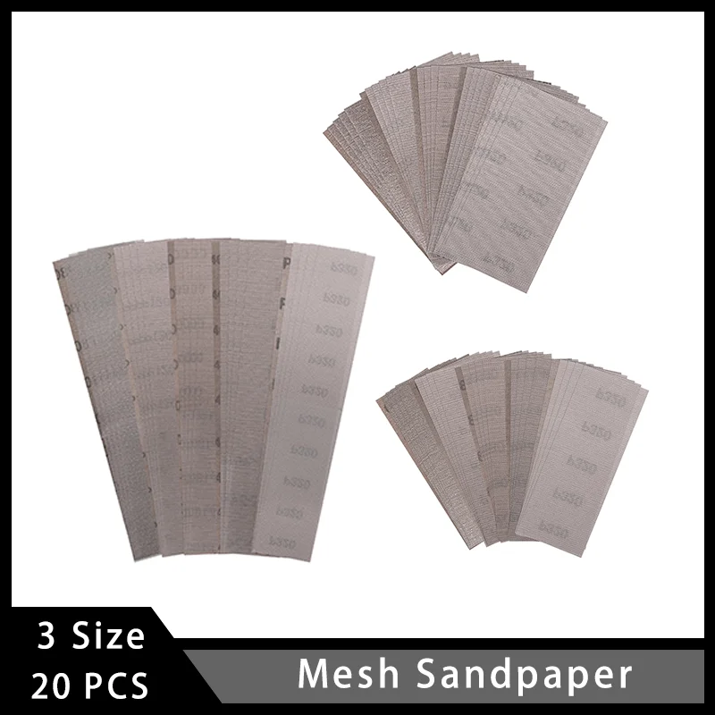 

Mesh Sandpaper 114X228mm/70X420mm/70X198mm Hook and Loop Sanding Disc 20 Pcs Assorted 80-320 Grit for Auto Wood Drywall Metal