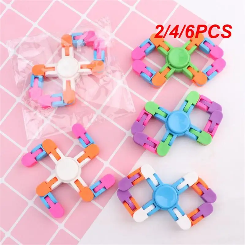 

2/4/6PCS Variety Fingertip Chain Gyro Decompression Toy 3/4 Sections Folding Joint Rotating Building Blocks Fidget