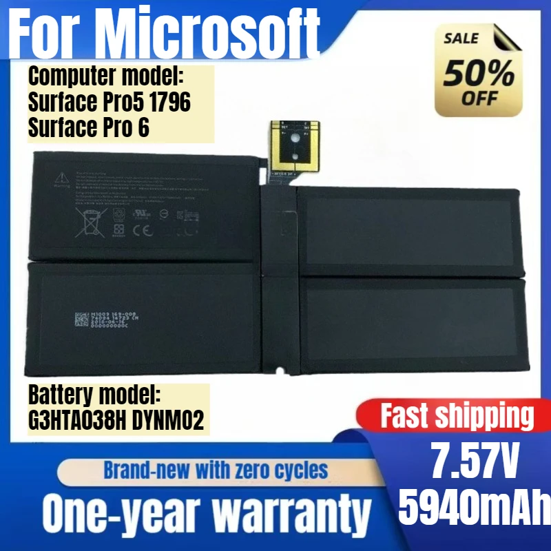 

G3HTA038H for Microsoft Surface Pro5 Pro6 1796 Pro Laptop Battery High Quality High Capacity Battery Replacement Bateria