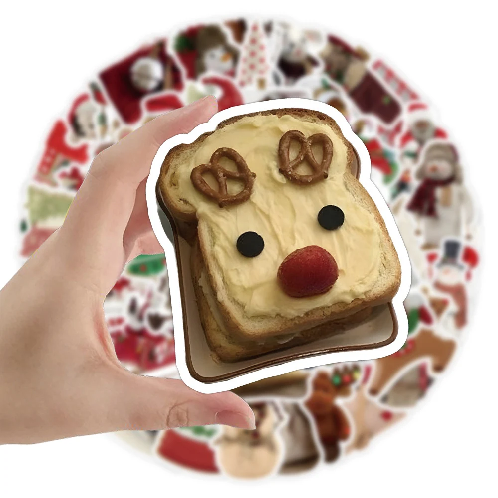 10/30/50 قطعة عيد الميلاد خمر سانتا كلوز ملصقات Ins نمط الغزلان ثلج ملصق نافذة هدية زجاجة الدراجة لطيف الكرتون ملصق