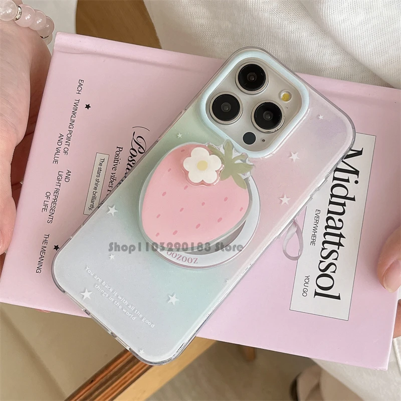 Supporto magnetico coreano carino fiore fragola impugnatura per telefono Tok Griptok supporto per telefono supporto per iPhone Pad Magsafe Smart Tok