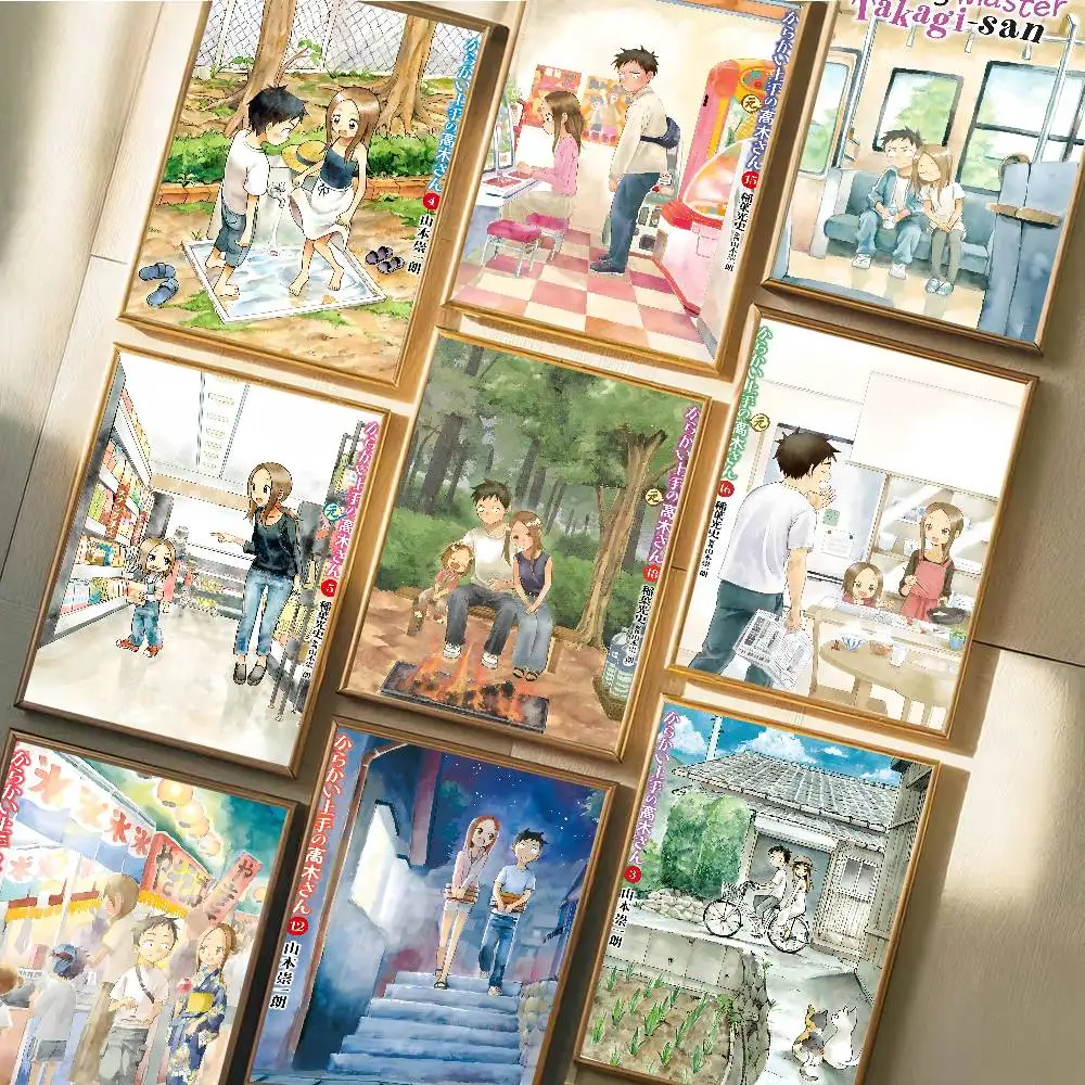 Love Manga T-Teasing Master Takagi-san Poster Self-adhesive Art Waterproof Paper Sticker Coffee House Bar Room Wall Decor
