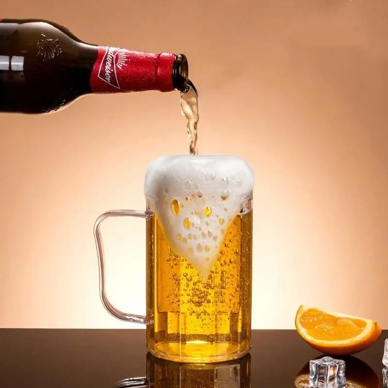 Stylish Acrylic Beer Mug with Easy Handle Perfect for Coffee Milk and Juice