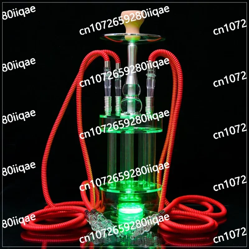 Custom Stylish Transparent 4 Hose Hookah Set Acrylic Hookah Hookah with Light Emitting Diode Light