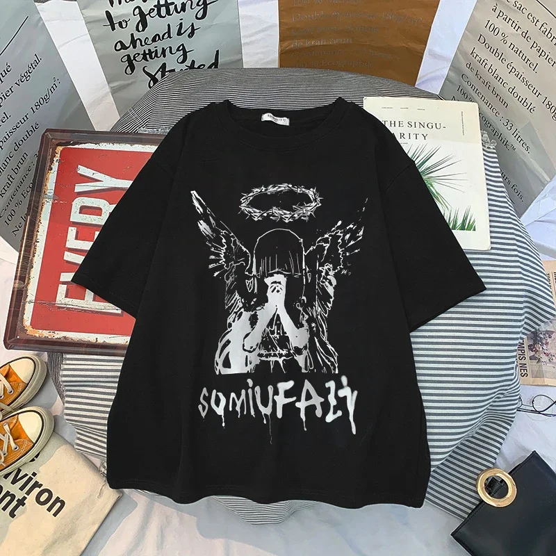 

Harajuku Men's T-shirts Oversized Women Long Sleeve Gothic Vintage Print Ulzzang Cozy Fashion Streetwear Baggy Trendy Tops