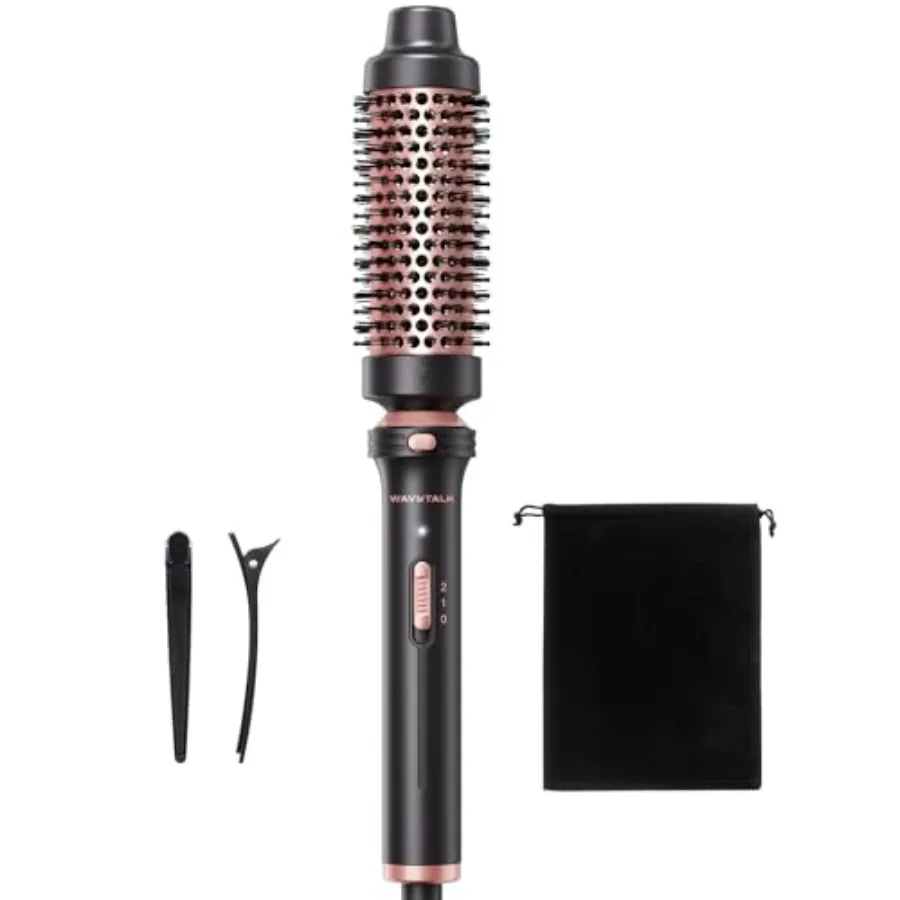 

Thermal Brush, 1 1/2 inch Heated Round Brush with Detachable Head, Velvet Pouch and Dual Voltage for Travel, Easy to Create Blo