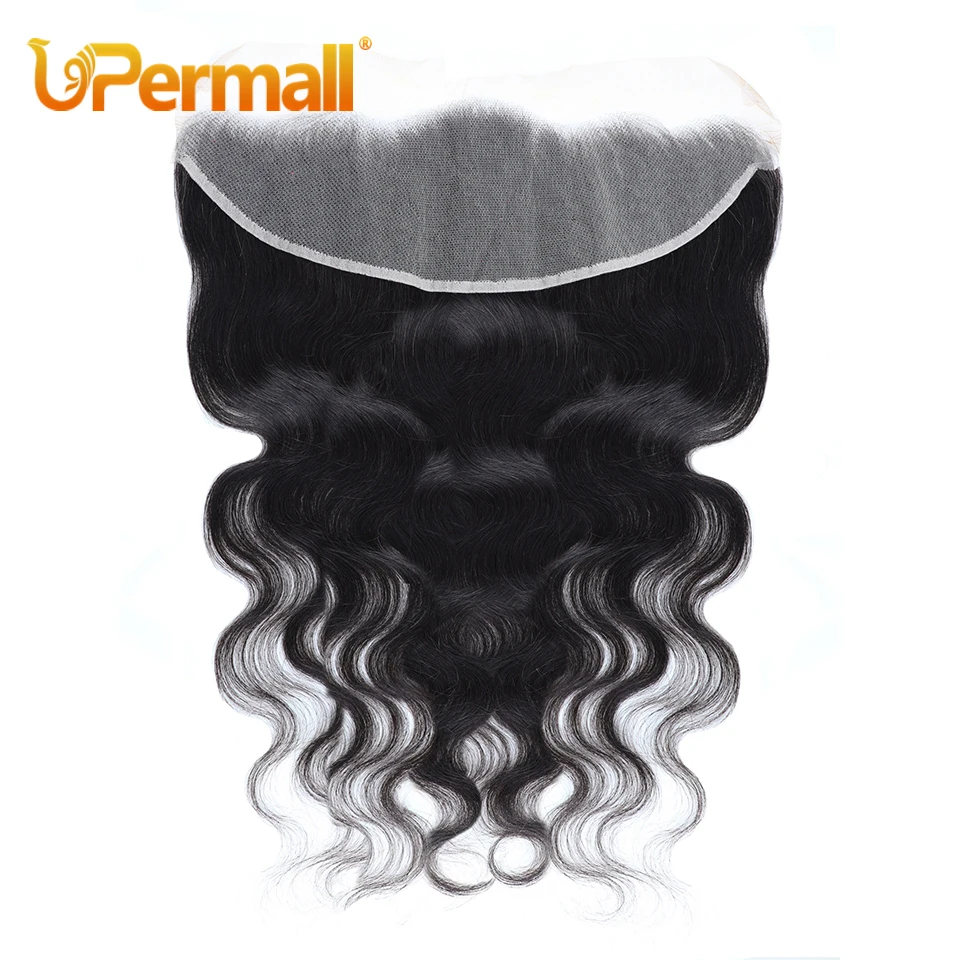 Upermall Pre Plucked Swiss 4x4 Lace Closure 13x4 Frontal Transparent Can Be Bleached Brazilian Human Hair Straight Body Wave