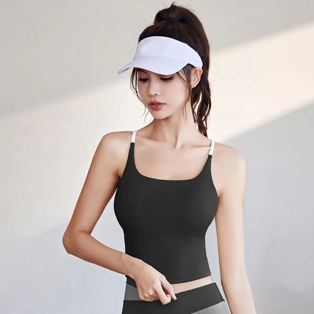 

Solid-color Nude Sports Vest Soft Fabric Crisscross Back Yoga Bra High-elasticity with Breast Pads Fitness Underwear Running