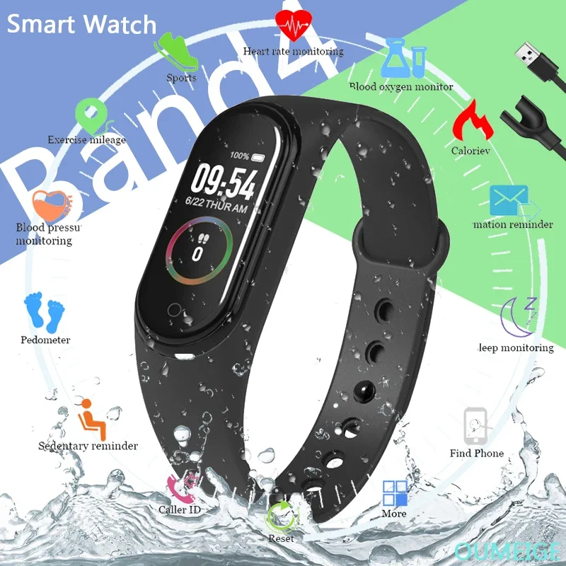 Band4 Inteligent Smart Watch Heart Rate/Blood/Pressure/Heart Rate Monitor/Pedometer Ladies Sport Watches Bracelet Electric Clock