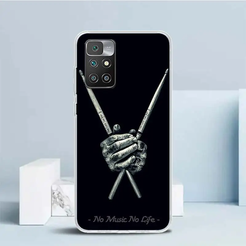 Capa macia para Redmi, Instrumento Musical Drum Rock Print Phone Case, 12, 12C, 10, 10A, 10C, 9, 9A, 9C, 9T, 8, 8A, 7, 7A, k20, 6 pro, 6A, S2, Pa K40