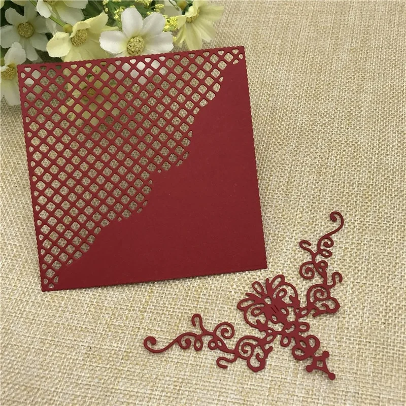 Grid Background Square Frame Metal Cutting Dies Stencils Scrapbooking DIY Paper Cards Photo Album