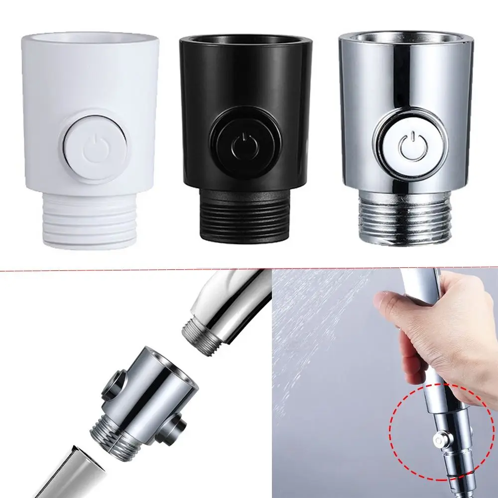 Plastic Shower Head Arm Diverter One-Button Water Pressure Control Sprayer Shut-Off Switch Flow Limiter Water Flow Regulator