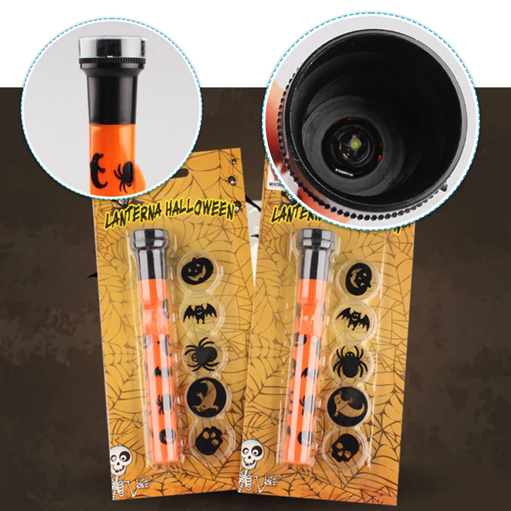 Halloween Projection Flashlight 5 Sets Toy Plastic Child Projector Haunted House Pumpkin Ghost Pattern Night Light