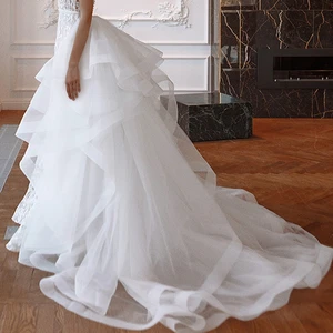 Новое поступление многоярусная фатиновая Свадебная Съемная юбка со съемным шлейфом для свадебных платьев нарукавник для невесты
