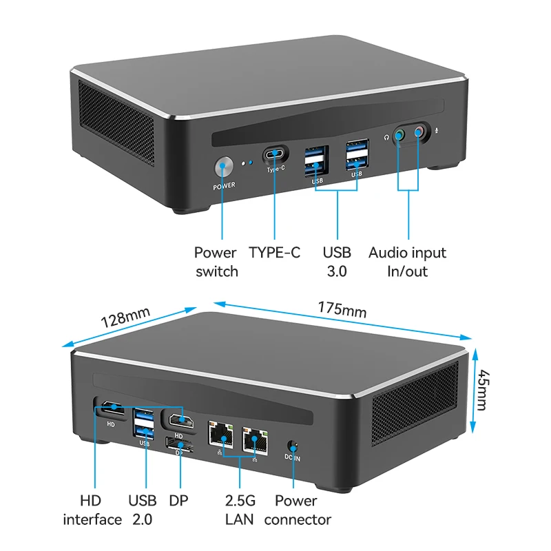 Imagem -02 - Mini pc Intel Core I913900h 14 Núcleos Ddr5 M.2 Nvme Ssd Wifi6 2.5gbps Tipo-c Thunderbolt4 2xhdmi2. dp 4k Windows 10 11 11ª Geração