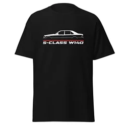 Camiseta de manga curta com entusiasmo gráfico masculina, casual Mercedes Classe S W140 1990-1998, verão, 100% algodão, S-3XL, camiseta legal, 2024