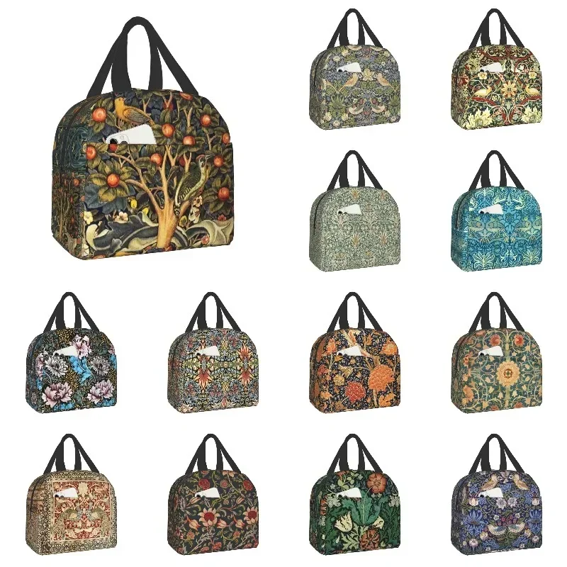 William Morris Forest Animals Thermal Insulated Lunch Bag Portable Lunch Box for Women Kids Floral Art Outdoor Picnic Food Bags