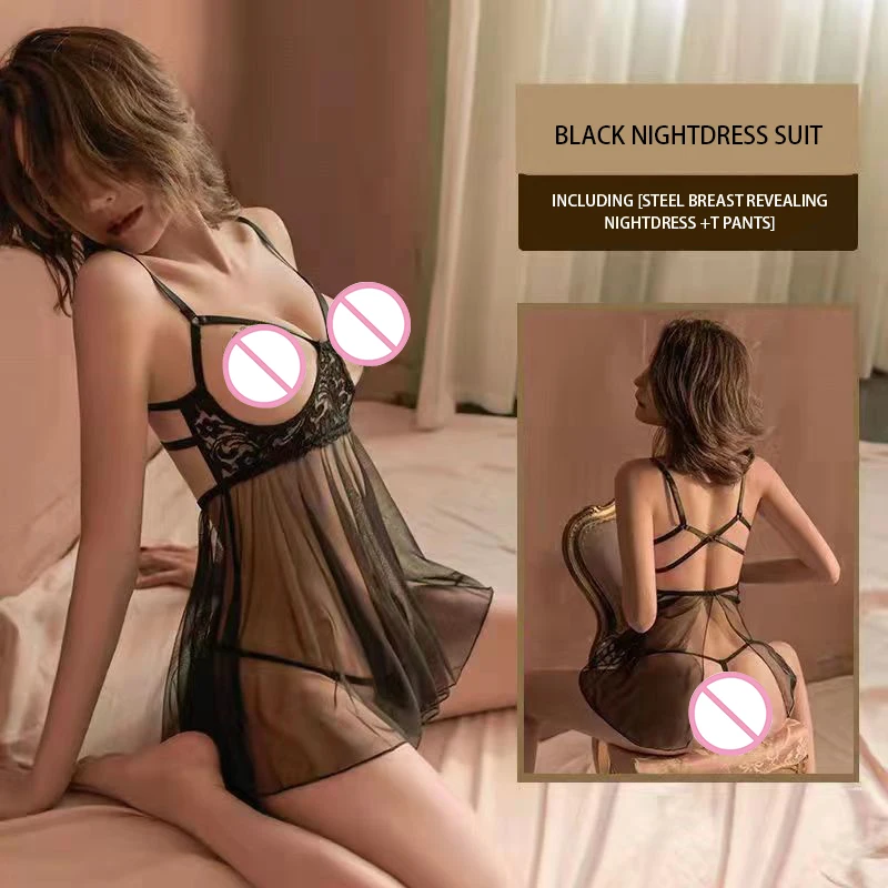 Sexy Pijama Erótico Lingerie De Renda para Mulheres Cotumes Exóticos Babydolls Transparente Vestido Sexy Lingerie Hot Nightdress