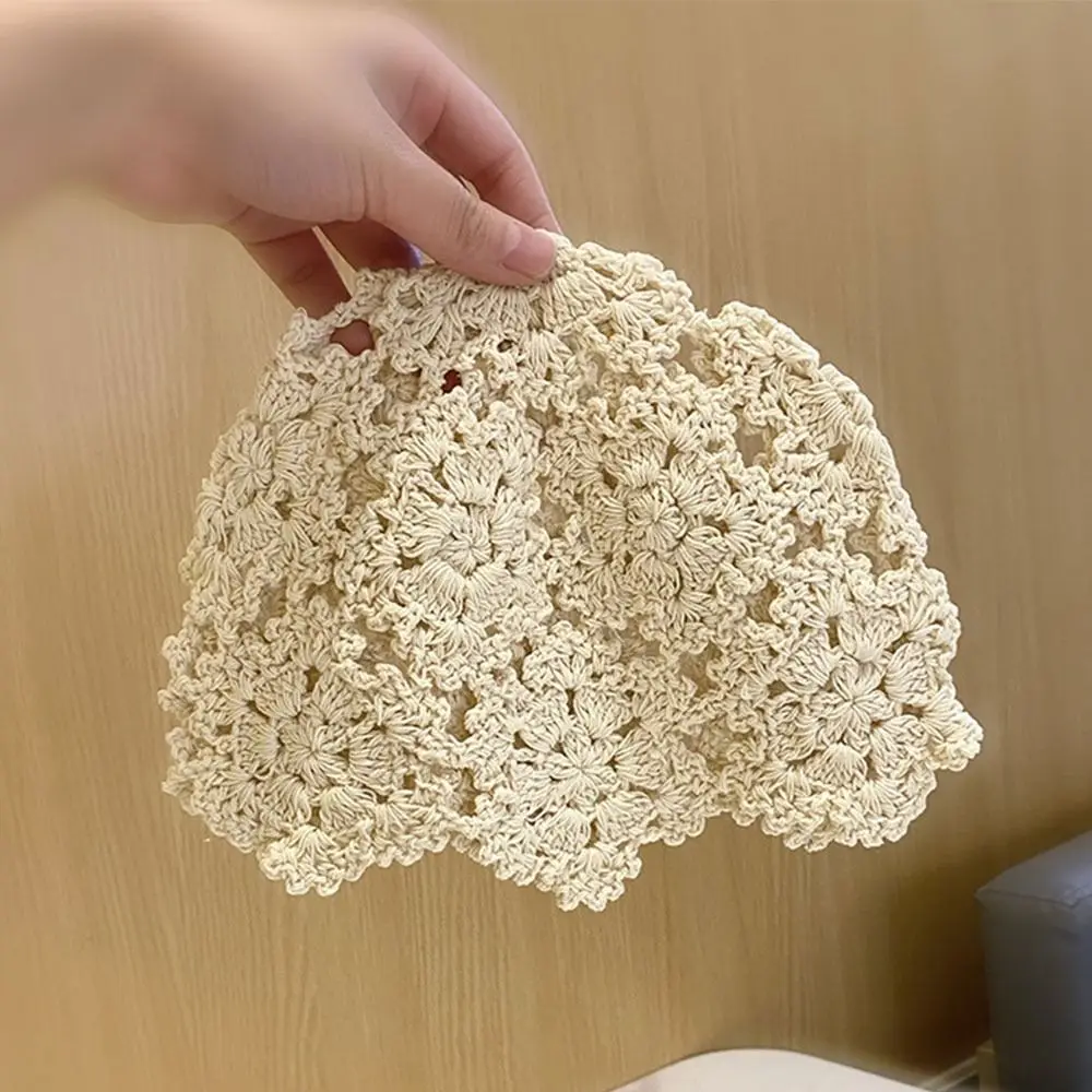 تنفس جوفاء خارج محبوك قبعة الزهور الدانتيل قبعة قبعة الصيف عارضة Skullies قبعة للنساء #2